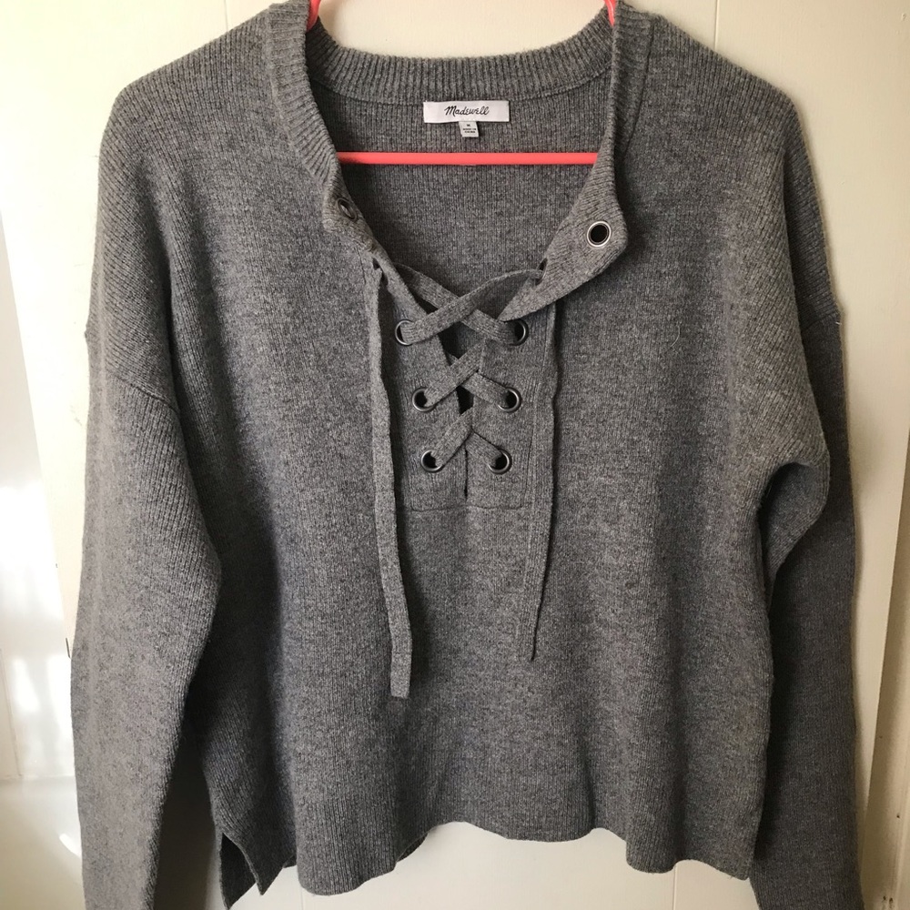 Thick lace up sweater- Madewell